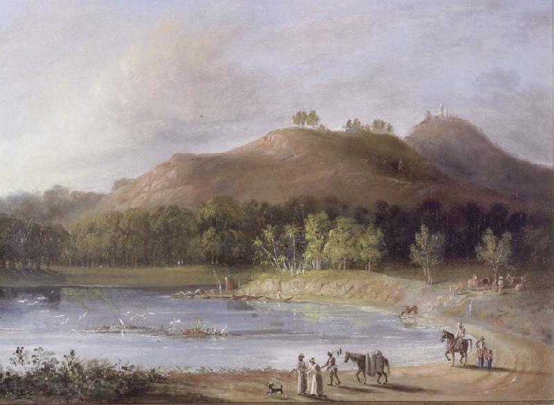 unknow artist Hill and Lake of Ture oil painting image